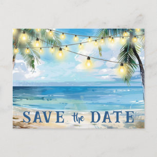 Save the Date QR Code Tropical Beach Ankündigung Postkarte