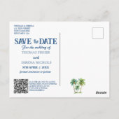 Save the Date QR Code Tropical Beach Ankündigung Postkarte (Rückseite)