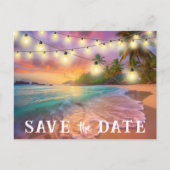 Save the Date QR Code Tropical Beach Ankündigung Postkarte (Vorderseite)