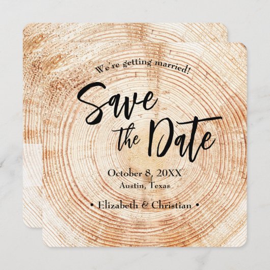 Save the Date QR-Code-Website Rustic Wood Wedding Einladung (Vorne/Hinten)