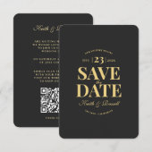 Save the Date QR Code Wedding Website Dunkelgrau Einladung (Vorne/Hinten)
