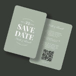 Save the Date QR Code Wedding Website Sage Green Einladung<br><div class="desc">Minimalistisch Sage Green QR Code Wedding Website. Einfache, stilvolle Save the Date Hochzeitssuite in modernem minimalistischem Sage Green Hintergrund. Der Text kann leicht für ein einzigartiges Design für Ihren besonderen Tag personalisiert werden. Wenn Sie Hilfe bei der Anpassung dieses Produkts benötigen, kontaktieren Sie mich bitte über den unten stehenden Nachrichtenkopf...</div>
