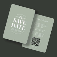 Save the Date QR Code Wedding Website Sage Green