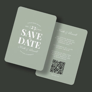 Save the Date QR Code Wedding Website Sage Green Einladung