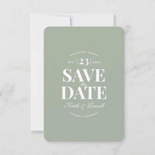 Save the Date QR Code Wedding Website Sage Green Einladung (Vorderseite)