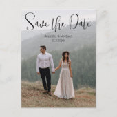 Save the Date qr Codeln 2 Fotos Hochzeit Ankündigungspostkarte (Vorderseite)