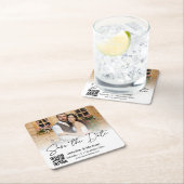 Save the Date qr-Codepar Foto stilvoll Rechteckiger Pappuntersetzer (Vor Ort)