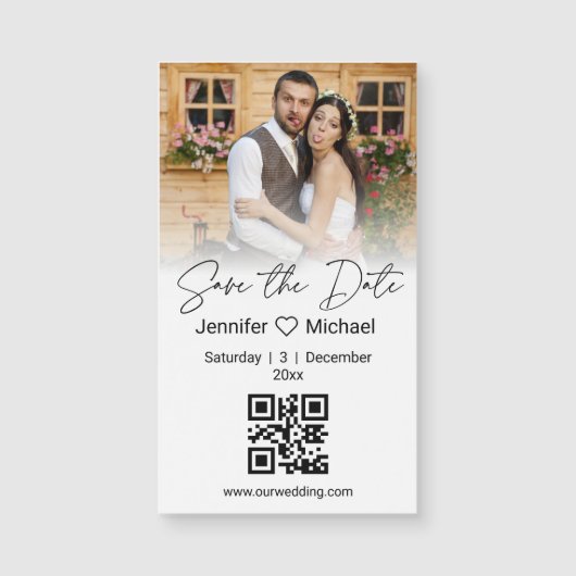 Save the Date qr Foto-Codepar Minimaler Magnet (Vorderseite)