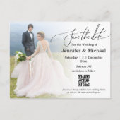 Save the Date qr-Foto-Hochzeit Ankündigungspostkarte (Vorderseite)