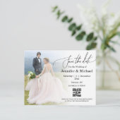 Save the Date qr-Foto-Hochzeit Ankündigungspostkarte (Stehend Vorderseite)