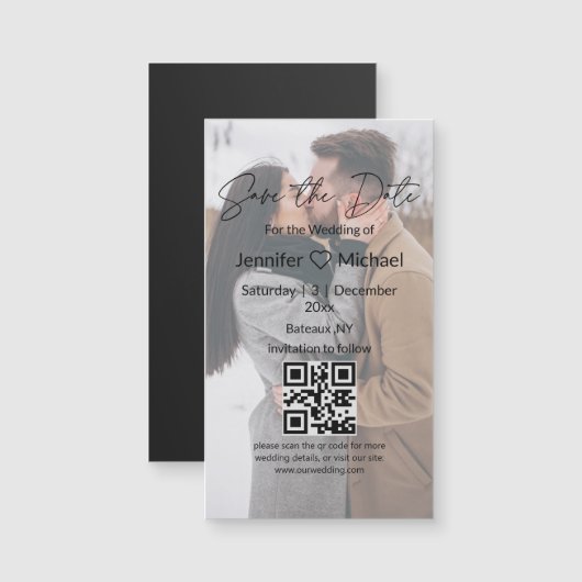 Save the Date qr Foto Hochzeitsmagnet Magnetkarte (Vorne/Hinten)