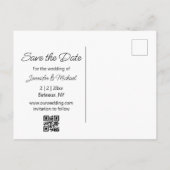 Save the Date qr Kalligraphiepaar Foto Ankündigungspostkarte (Rückseite)