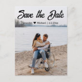 Save the Date qr Kalligraphiepaar Foto Ankündigungspostkarte (Vorderseite)