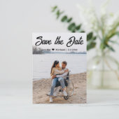 Save the Date qr Kalligraphiepaar Foto Ankündigungspostkarte (Stehend Vorderseite)