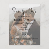 Save the Date qr kochendes Paar verblasste Foto Ho Ankündigungspostkarte (Vorderseite)