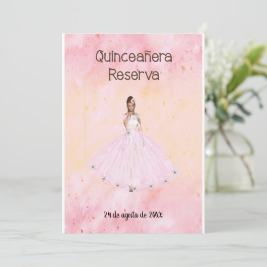 Save the Date Quinceanera auf Spanisch Einladung (Stehend Vorderseite)