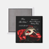 Save the Date Quinceanera Sweet 16 Masquerade Rot Magnet (Vorderseite/Rückseite)