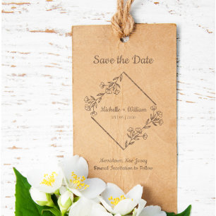 Save the Date Quote Diamond & Wildblumen Hochzeit Gummistempel