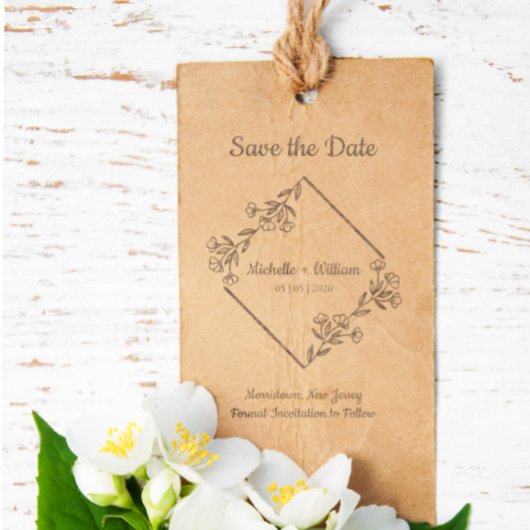 Save the Date Quote Diamond & Wildblumen Hochzeit Gummistempel