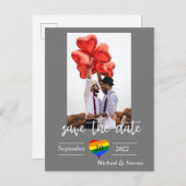 Save the Date Rainbow Heart Foto Ankündigung Po (Vorne/Hinten)