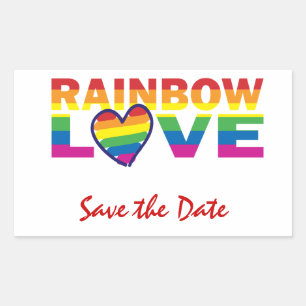 Save the Date/Rainbow-Hochzeit/Gay Pride Rechteckiger Aufkleber