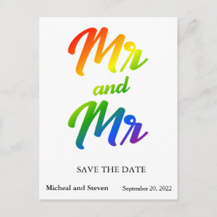 Save the Date Rainbow Mr. Ankündigungspostkarte