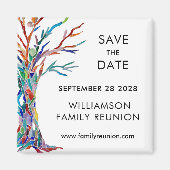 Save the Date Rainbow Tree Family Wiedersehen Magnet (Vorne)