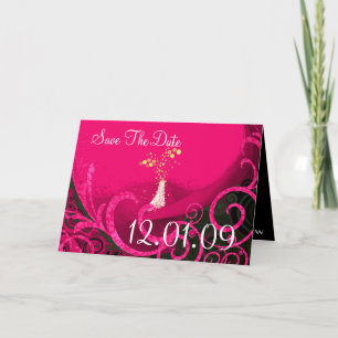 Save the Date Rasberry Cala Lily Postkarte