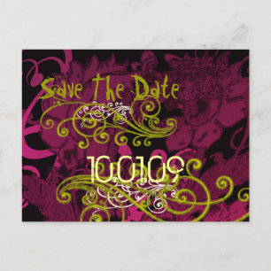 Save the Date- Rasberry Floral Dis.. - Maßgeschnei Ankündigungspostkarte