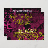 Save the Date - Rasberry floral Distressed - Ankündigungspostkarte (Vorne/Hinten)