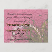 Save the Date Rasberry Hearts - Ankündigungspostkarte (Rückseite)