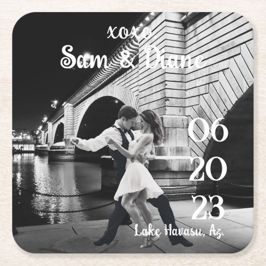 Save the Date Rechteckiger Pappuntersetzer (Vorderseite)