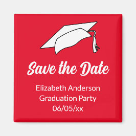 Save the Date Red and White Graduation Party Magnet