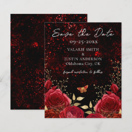 Save the Date Red Black Gothic Wedding