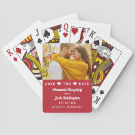 Save the Date Red Custom Wedding Foto Spielkarten