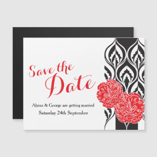 Save the Date Red Dianthus Hochzeit Magneteinladung
