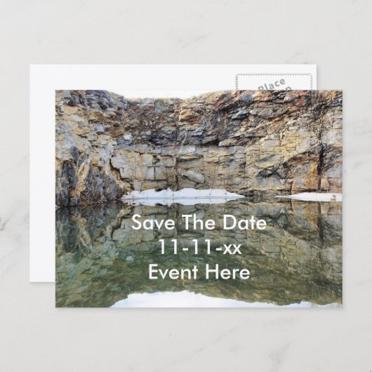 Save The Date Reflections In Water Ankündigungspostkarte (Vorne/Hinten)