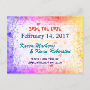 Save the Date Regenbogen-Sonnenschein Ankündigungspostkarte