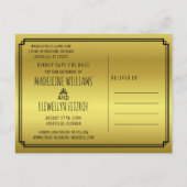 Save the Date Retro Black Gold Deko Wedding Foto Ankündigungspostkarte (Rückseite)