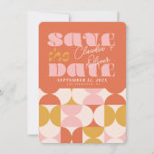 Save the Date, Retro, Bogen Foto, 70er Jahre rosa Date (Vorderseite)