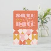 Save the Date, Retro, Bogen Foto, 70er Jahre rosa Save The Date (Stehend Vorderseite)
