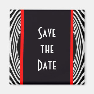 Save the Date Retro Chic-Hochzeitzebra-Zickzack Magnet