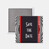 Save the Date Retro Chic Wedding Zebra Zigzag Magnet (Vorderseite/Rückseite)