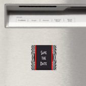 Save the Date Retro Chic Wedding Zebra Zigzag Magnet (In Situ (Geschirrspüler))