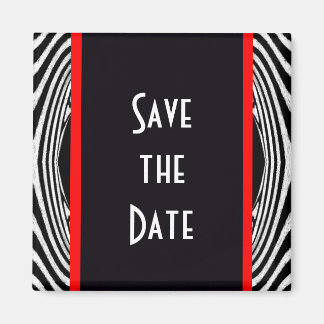 Save the Date Retro Chic Wedding Zebra Zigzag Magnet