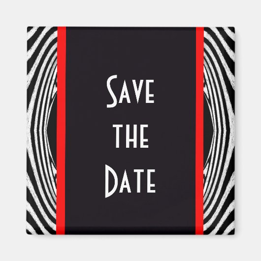 Save the Date Retro Chic Wedding Zebra Zigzag Magnet (Vorne)