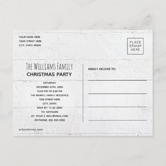 Save the Date Retro Red Truck and Tree Postcard Postkarte (Rückseite)