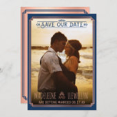 Save the Date Retro Rose Gold Deko Wedding Foto (Vorne/Hinten)