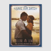 Save the Date Retro Rose Gold Deko Wedding Foto Magneteinladung (Vorderseite)