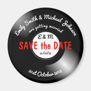 Save the Date Retro Vinyl Record Disk Magnet